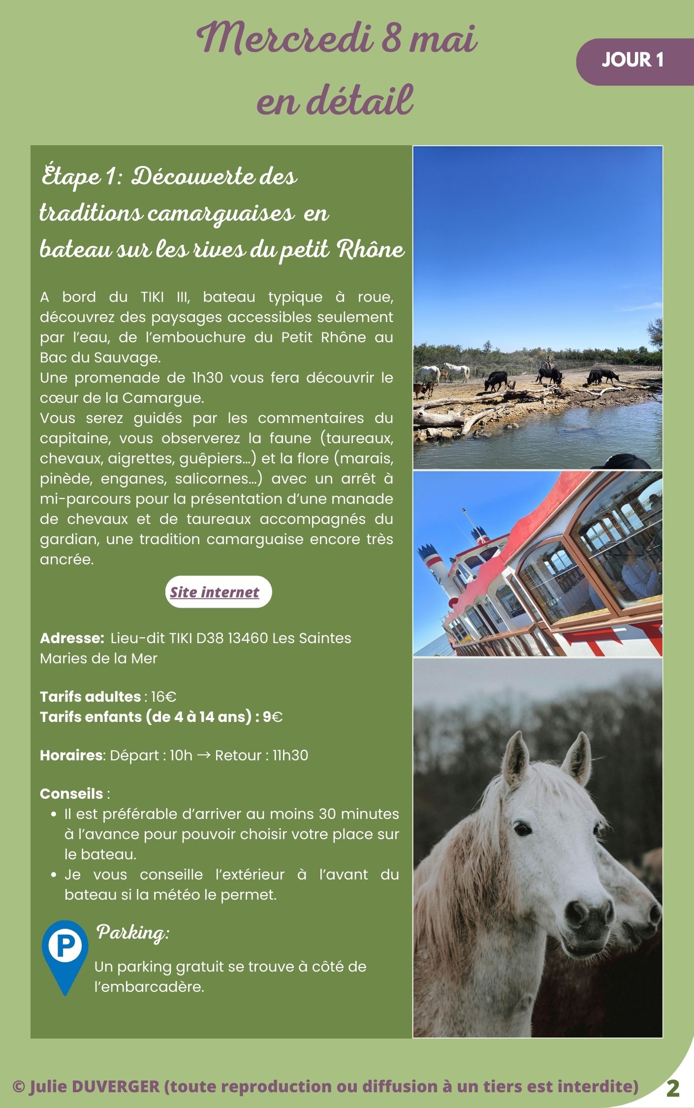 Page 4 du carnet de voyage - Activités