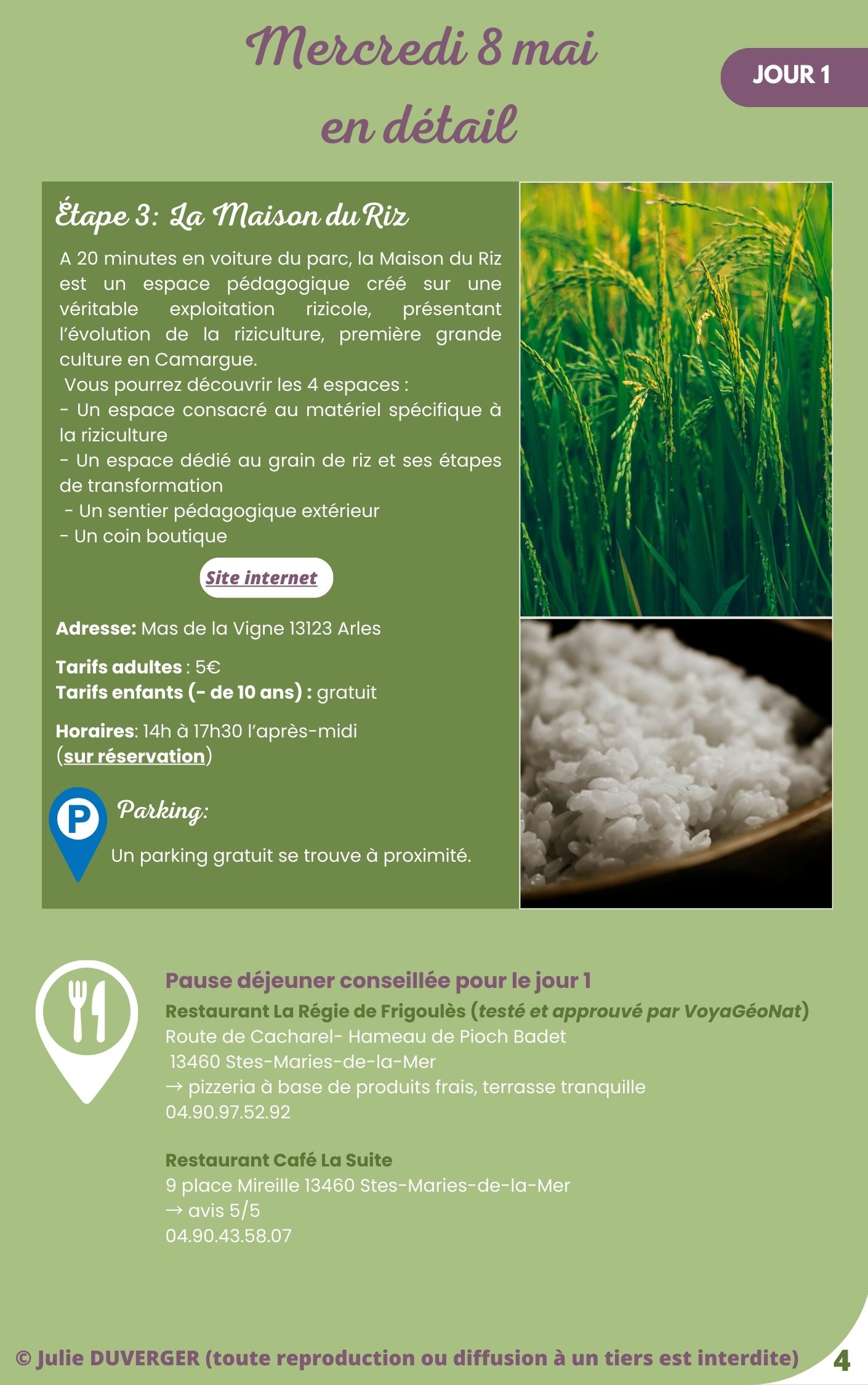 Page 6 du carnet de voyage - Conseils pratiques