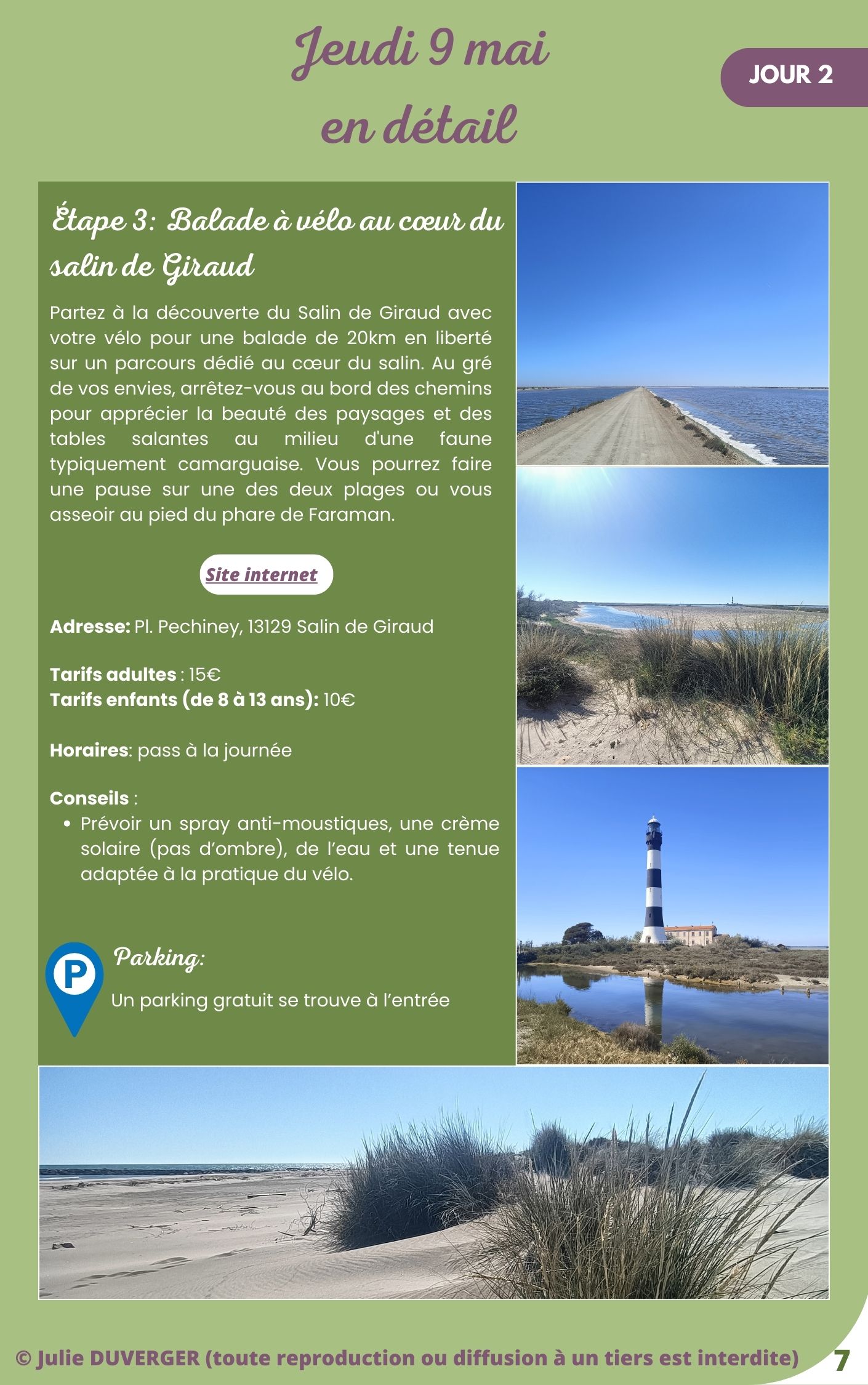 Page 9 du carnet de voyage - Informations pratiques